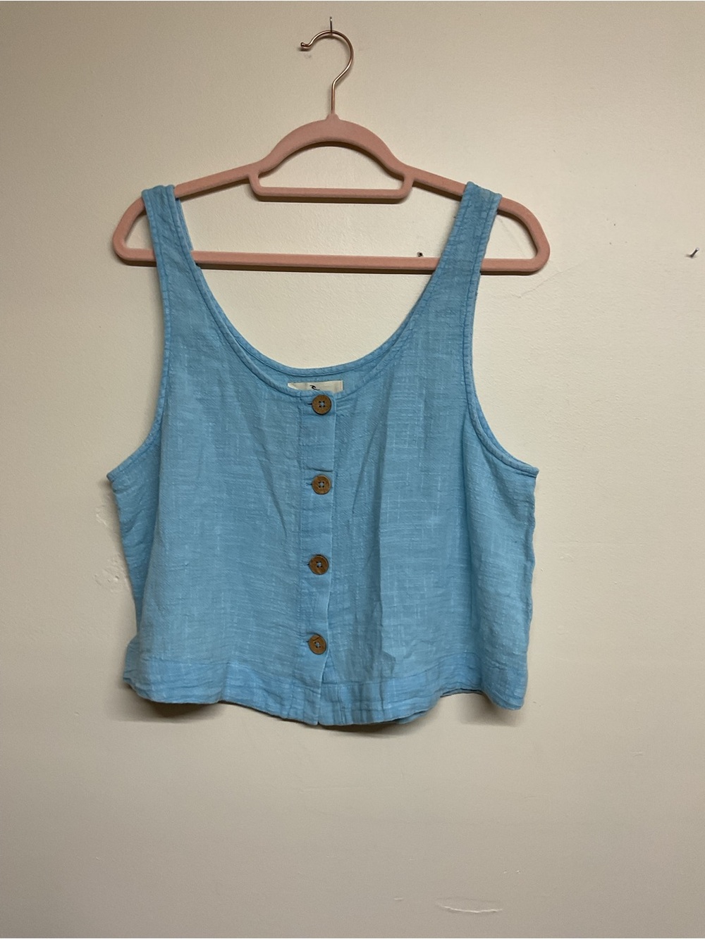 Rip Curl Sky Blue Button-Front Cropped Tank